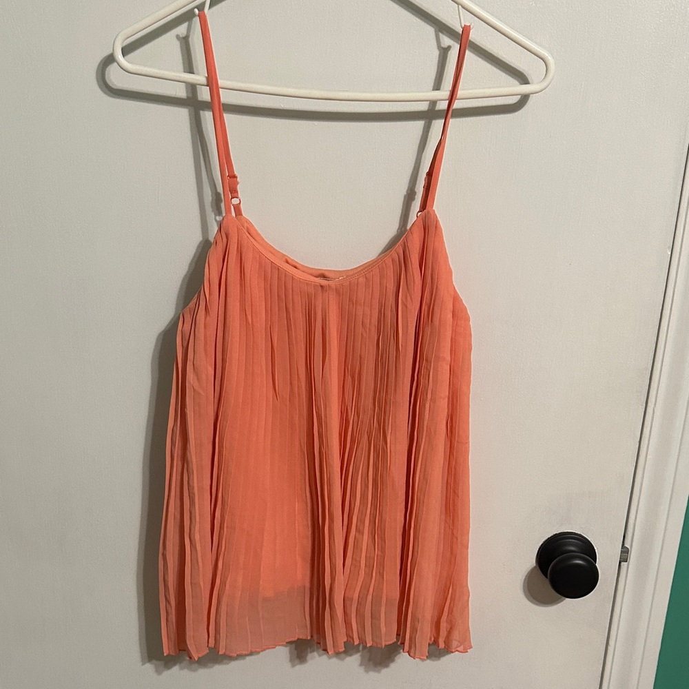 0146 Cato‎ Vibrant Orange Pleated Camisole women’s size small